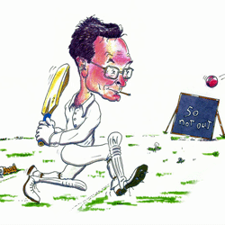 Fifty Not Out - caricature by Jon Asher